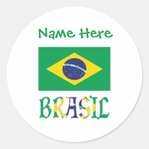 Sticker Rond Bandiera Brasil e Brasil Green Personnalisation