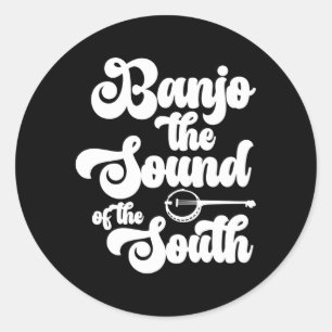 Sticker Rond Banjo Le Son Du Sud Bluegrass Banjo Playe