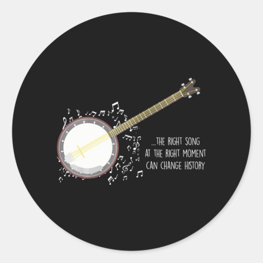Sticker Rond Banjo Player Music Notes Bluegrass Strandband (Devant)
