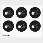 Sticker Rond Banjo Player Music Notes Bluegrass Strandband (Feuille)