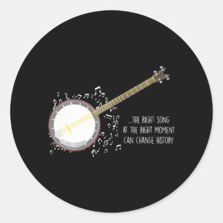 Sticker Rond Banjo Player Music Notes Bluegrass Strandband