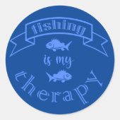 Sticker Rond Bannière ruban La pêche est ma thérapie (Devant)