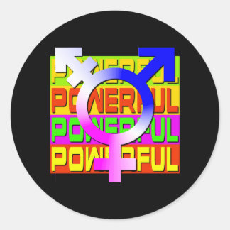 Sticker Rond Bannières de couleurs puissantes Trans Pride