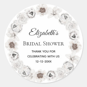 Sticker Rond Baño nuptial floral blanc bohème