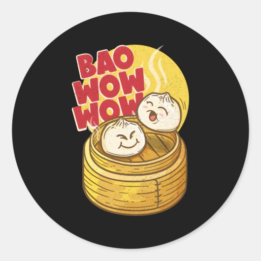 Sticker Rond Bao Wow Baozi Chinois Dim Sum Asian Steven (Devant)