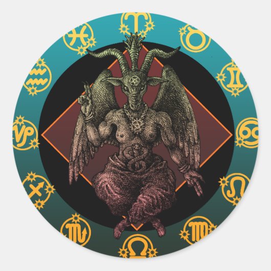Sticker Rond baphomet2 (Devant)