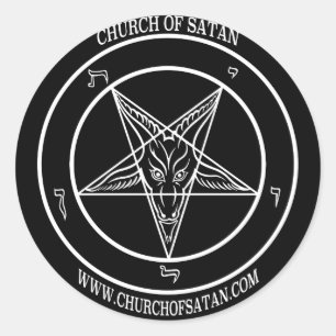 Sticker Rond Baphomet Église de Satan nom et URL