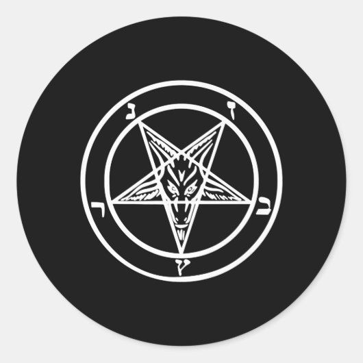 Sticker Rond Baphomet Pentagramme inversé Chèvre Logo satanique (Devant)