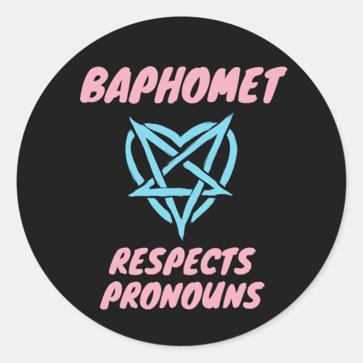 Sticker Rond Baphomet respecte Pronouns Transgenre (Devant)