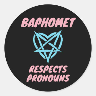 Sticker Rond Baphomet respecte Pronouns Transgenre