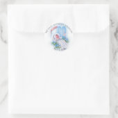 Sticker Rond Baptême Baby Boy Blue Flowers Croix (Sac)