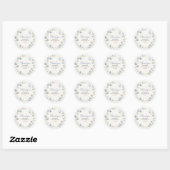 Sticker Rond Baptême Bébé à l'aquarelle Eucalyptus (Feuille)