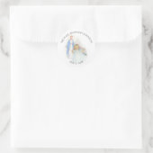 Sticker Rond Baptême Bébé Garçon Fleurs Bleues Mary (Sac)