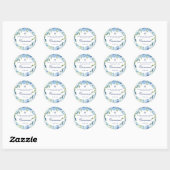 Sticker Rond Baptême bleu simple Faveurs pour les garçons (Feuille)