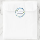 Sticker Rond Baptême bleu simple Faveurs pour les garçons (Sac)