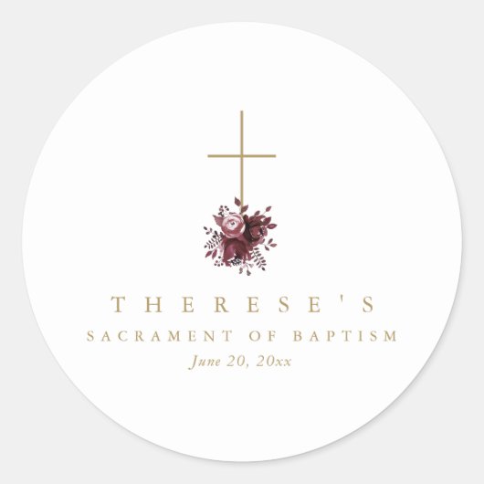 Sticker Rond Baptême catholique simple de la Bourgogne (Devant)