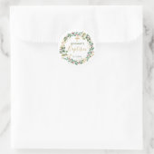 Sticker Rond Baptême croisé de feuillage vert or (Sac)