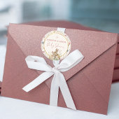 Sticker Rond Baptême de bébé Fleur Sauvage Beige Adorable Duo L