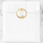 Sticker Rond Baptême de bébé garçon croix en or (Sac)