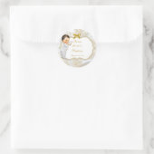 Sticker Rond Baptême de bébé garçon croix en or (Sac)