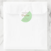 Sticker Rond Baptême de bébé vert personnalisé merci (Sac)