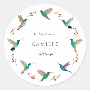 Sticker Rond Baptême de colibri