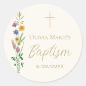 Sticker Rond Baptême de Fleur Sauvage (Devant)