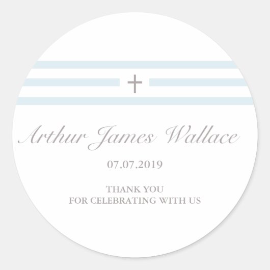 Sticker Rond Baptême de garçon (Devant)