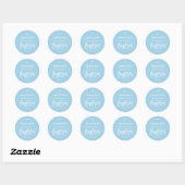 Sticker Rond Baptême de garçon bleu moderne (Feuille)
