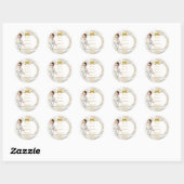 Sticker Rond Baptême de garçon, communion blanc et or (Feuille)
