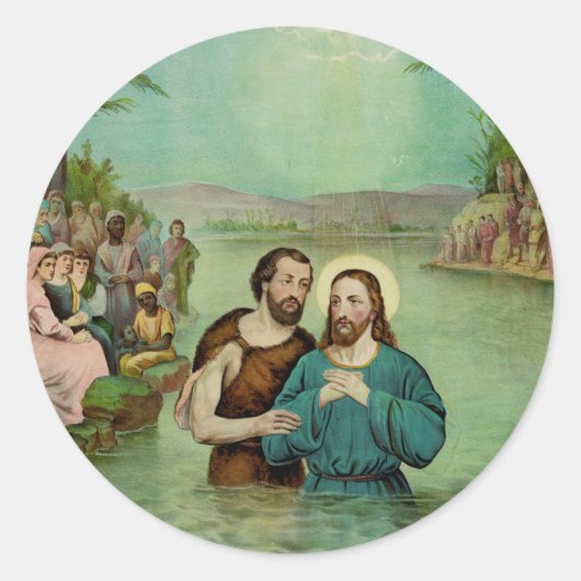 Sticker Rond Baptême de Jésus-Christ (Devant)