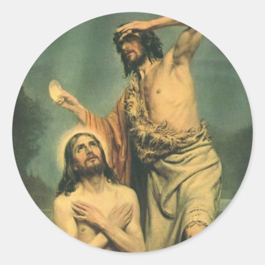Sticker Rond Baptême de Jésus-Christ par Jean-Baptiste (Devant)