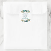 Sticker Rond Baptême de mariage floral à l'aquarelle bleu-vert  (Sac)