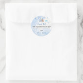 Sticker Rond Baptême de Merci Baptême de l'Ours Bleu Boho (Sac)