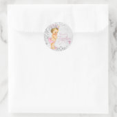 Sticker Rond Baptême de princesse rose et gris (Sac)