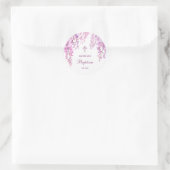Sticker Rond Baptême de Wisteria rose (Sac)