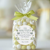 Sticker Rond Baptême élégant et premiers Feuilles verts