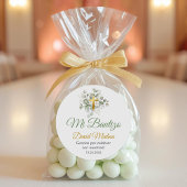 Sticker Rond Baptême en espagnol Bautismo Feuille vert mignon