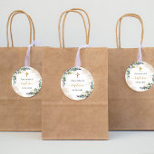 Sticker Rond Baptême eucalyptus parties scintillant de verdure 