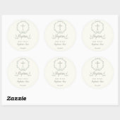 Sticker Rond Baptême Feuille bleue et verte (Feuille)