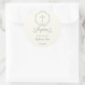 Sticker Rond Baptême Feuille bleue et verte (Sac)