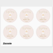 Sticker Rond Baptême Fille Bébé avec Bonnet (Feuille)