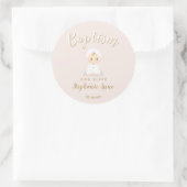 Sticker Rond Baptême Fille Bébé avec Bonnet (Sac)
