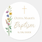 Sticker Rond Baptême floral (Devant)
