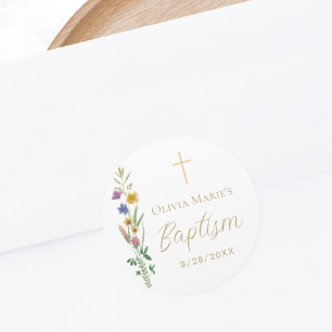 Sticker Rond Baptême floral