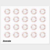 Sticker Rond Baptême gypsophile bébé rose (Feuille)