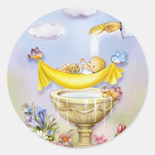 Sticker Rond Baptême, invitation à baptiser (Devant)