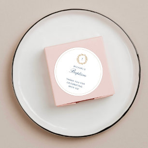 Sticker Rond Baptême minimaliste pour garçon Christening Golden