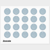 Sticker Rond Baptême moderne Christening Croix blanche Dusty Bl (Feuille)