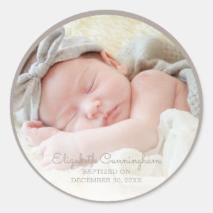 Sticker Rond Baptême Pour Elle   Simple bébé fille photo